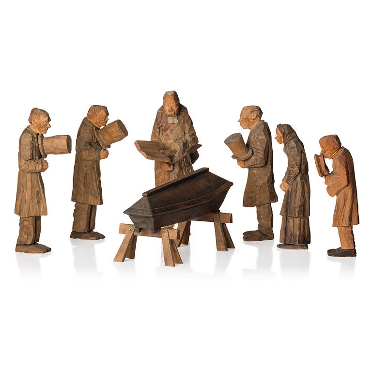 Axel Petersson Döderhultarn, "Begravning" (= The funeral) (7 pieces).