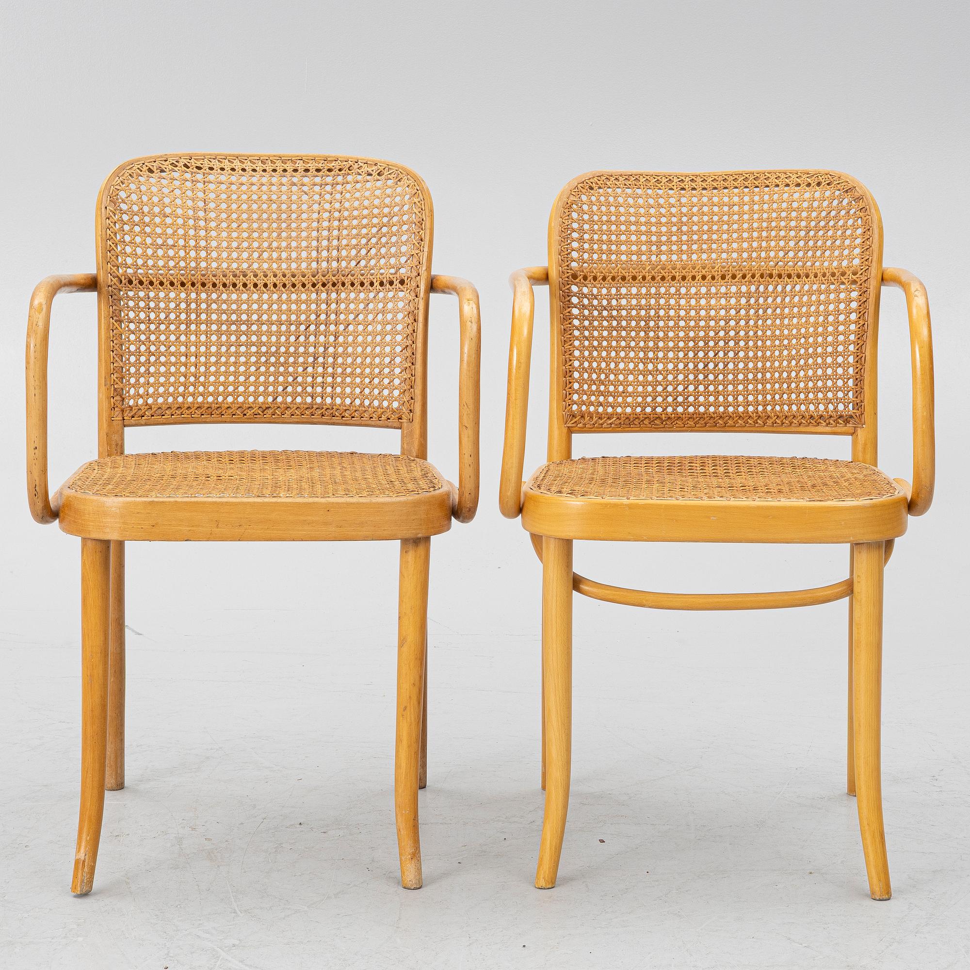 A matched pair of armchairs from Thonet, circa 1900 and late 20th Century.