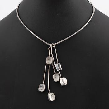 Bent Knudsen, neck ring with three pendants, sterling silver, Denmark.