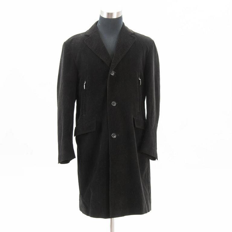 Mens Black Corduroy Overcoat, size 50(UK).