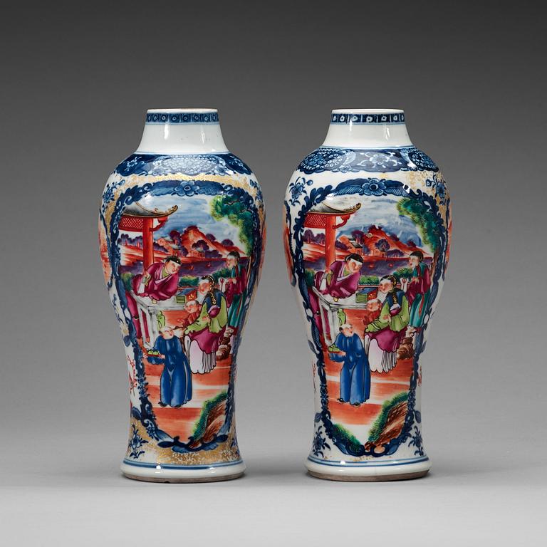 A pair of famille rose vases, Qing dynasty, Qianlong (1736-95).