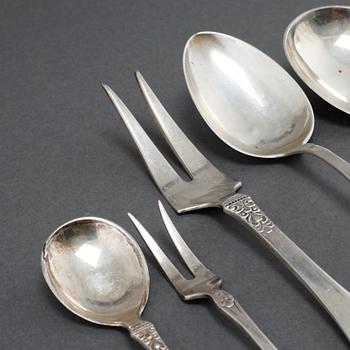 BESTICK, 10 delar, silver, mestadelen norska stämplar, bl.a Brödrene Lohne, omkring år 1900 / 1900-talets första hälft.