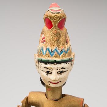 Six theatre dolls from Bali, presumably from the first half of the 20th Century.