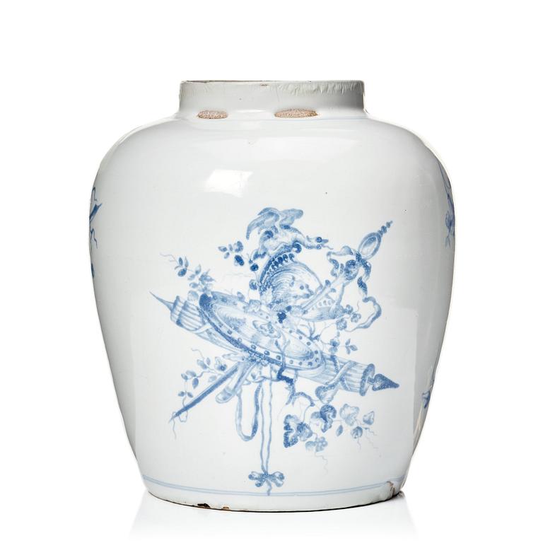 A Swedish faience jar, Marieberg, 18th Century.