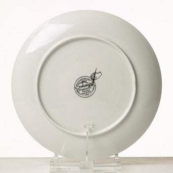 Piero Fornasetti, a set of six "Piscibus" porcelain plates, Milan, Italy, post 1955.