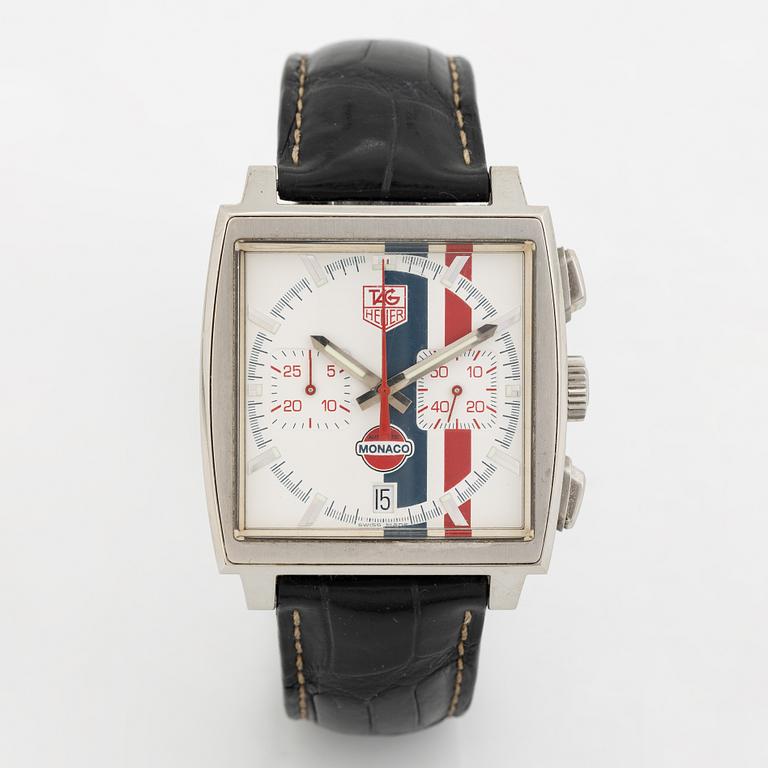 Tag Heuer, Monaco Vintage, "Gulf", kronograf, armbandsur,  38 x 38 (46,5) mm.