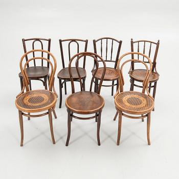 Chairs, 7 pieces, including Thonet, early 20th century.
