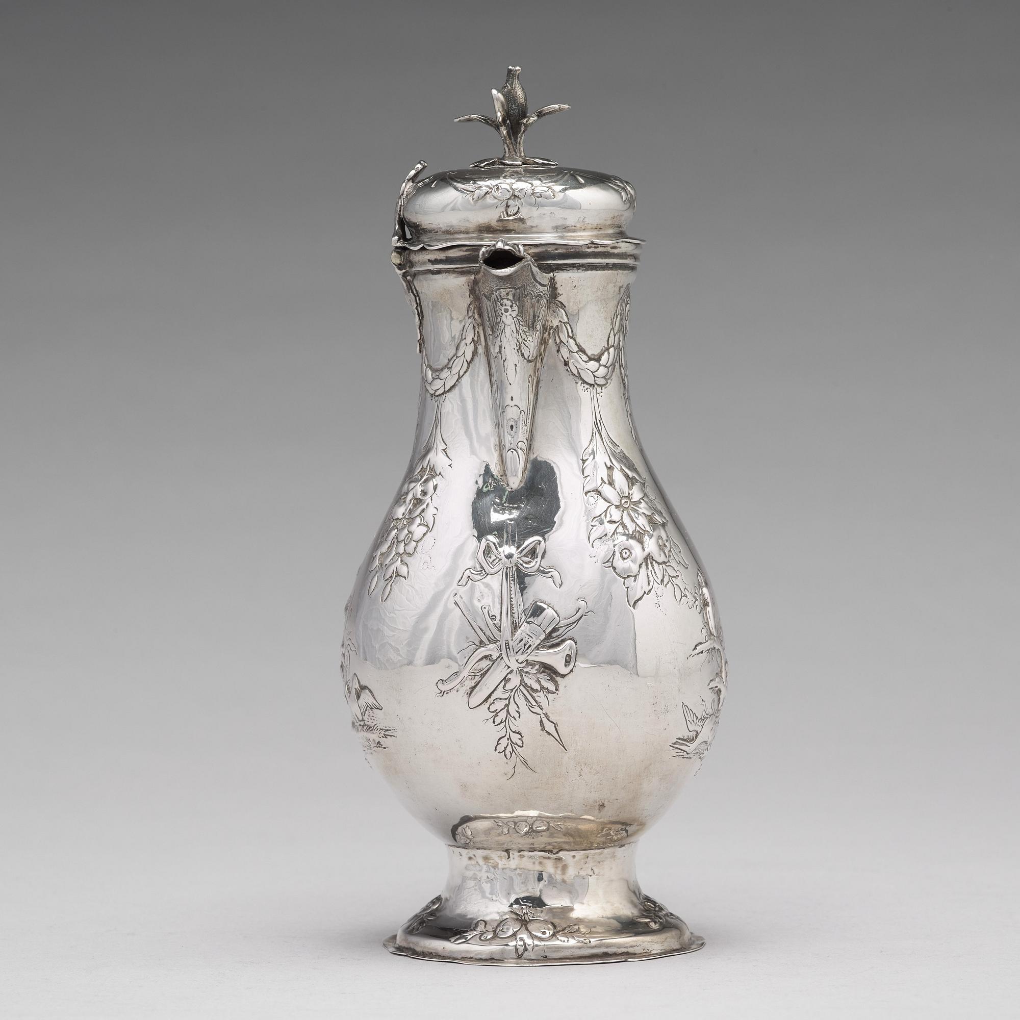 Jacob Kolb, kaffekanna, silver Augsburg 1779-1781. Rokoko.
