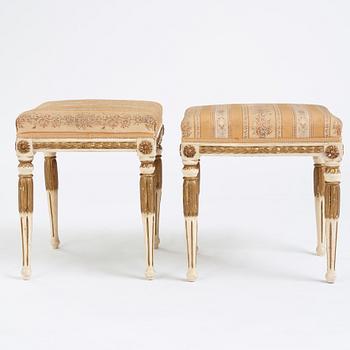 A pair of late Gustavian stools, early 19th century.