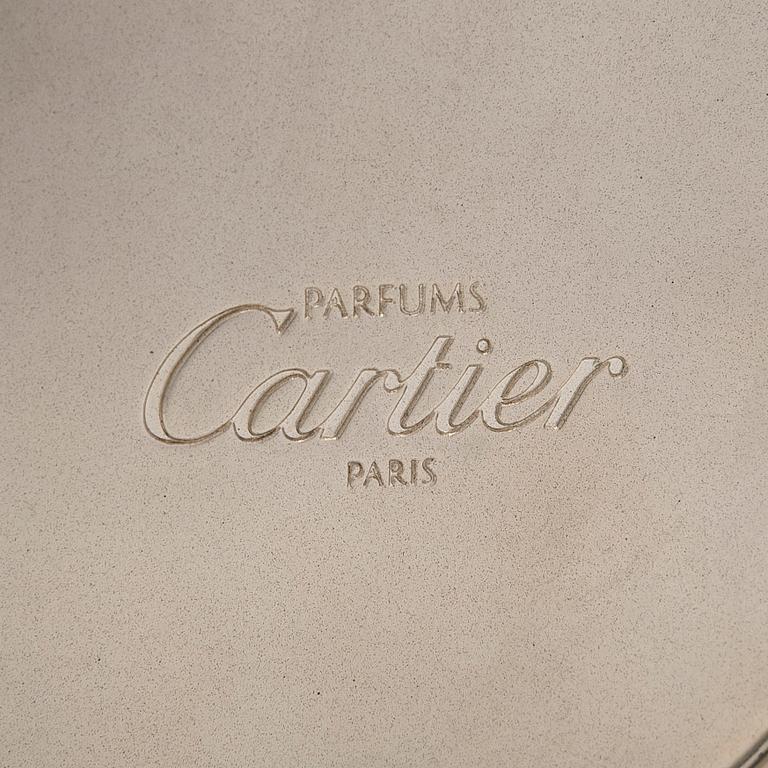 Cartier, parfymfodral med parfymflaska och sminkspegel.