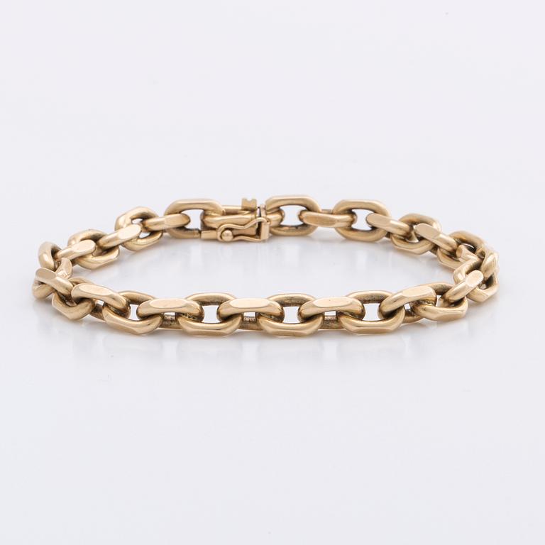 BRACELET 14K gold belcher link, 31,5 g.