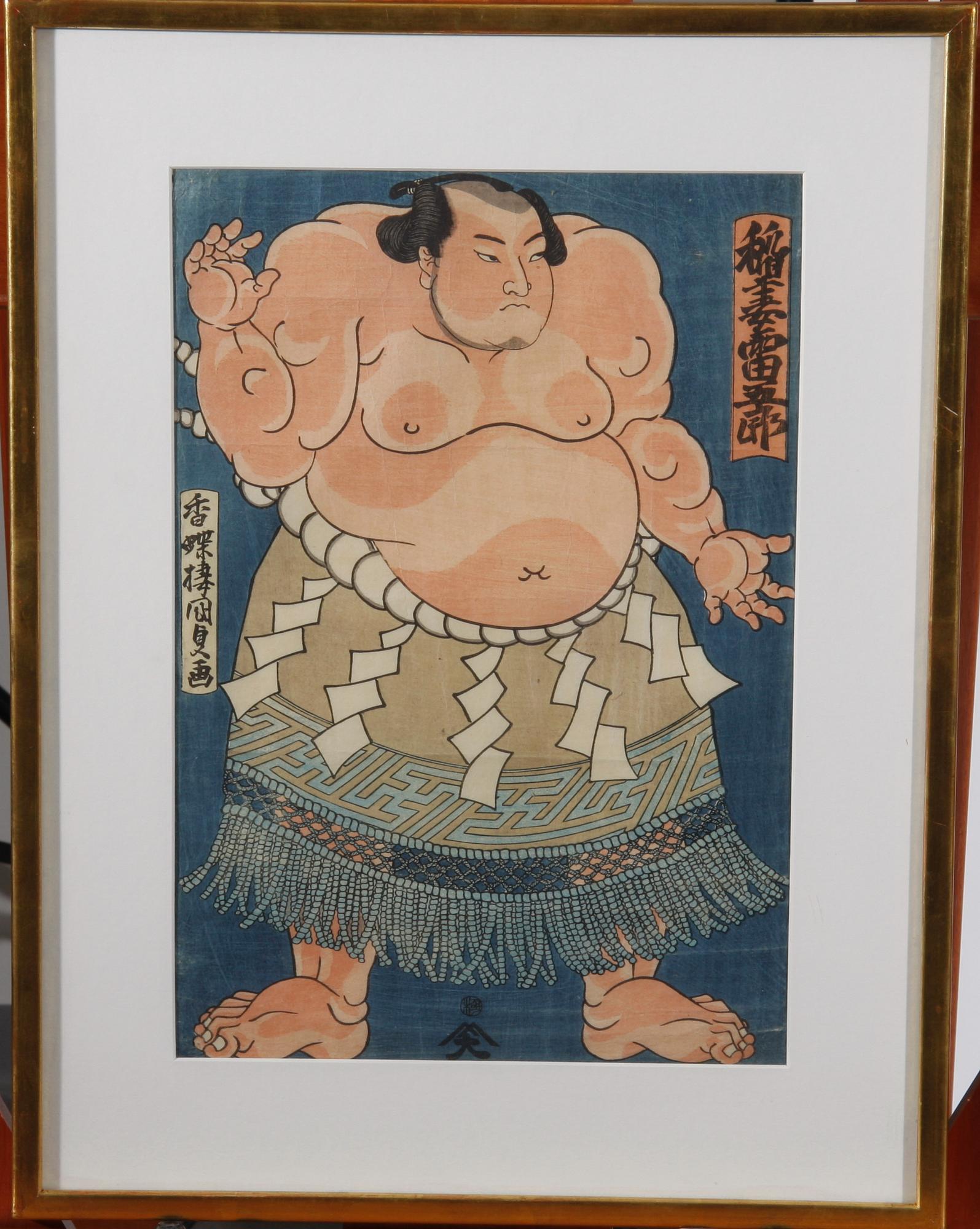 TRÄSNITT, 2 st, okänd konstnär, Japan.