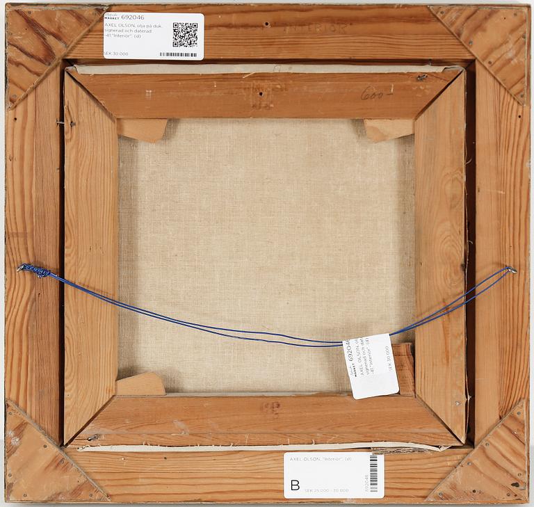 AXEL OLSON, olja på duk, signerad och daterad -41."Interiör".