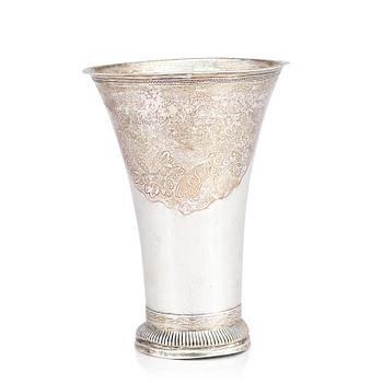 174. A Swedish 18th century parcel-gilt silver beaker, mark of Petter Gillberg, Varberg 1791.