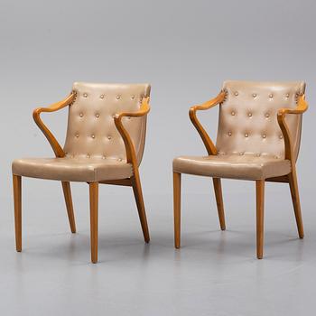 Axel Larsson, a pair of beech armchairs, Svenska Möbelfabriken, Bodafors, 1940's.