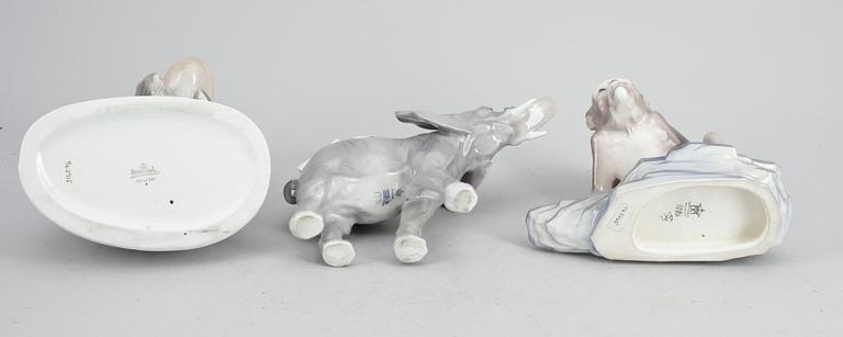 FIGURINER, 3 st, porslin, Royal Copenhagen, Rosenthal samt Dahl Jensen. Danmark och Tyskland.