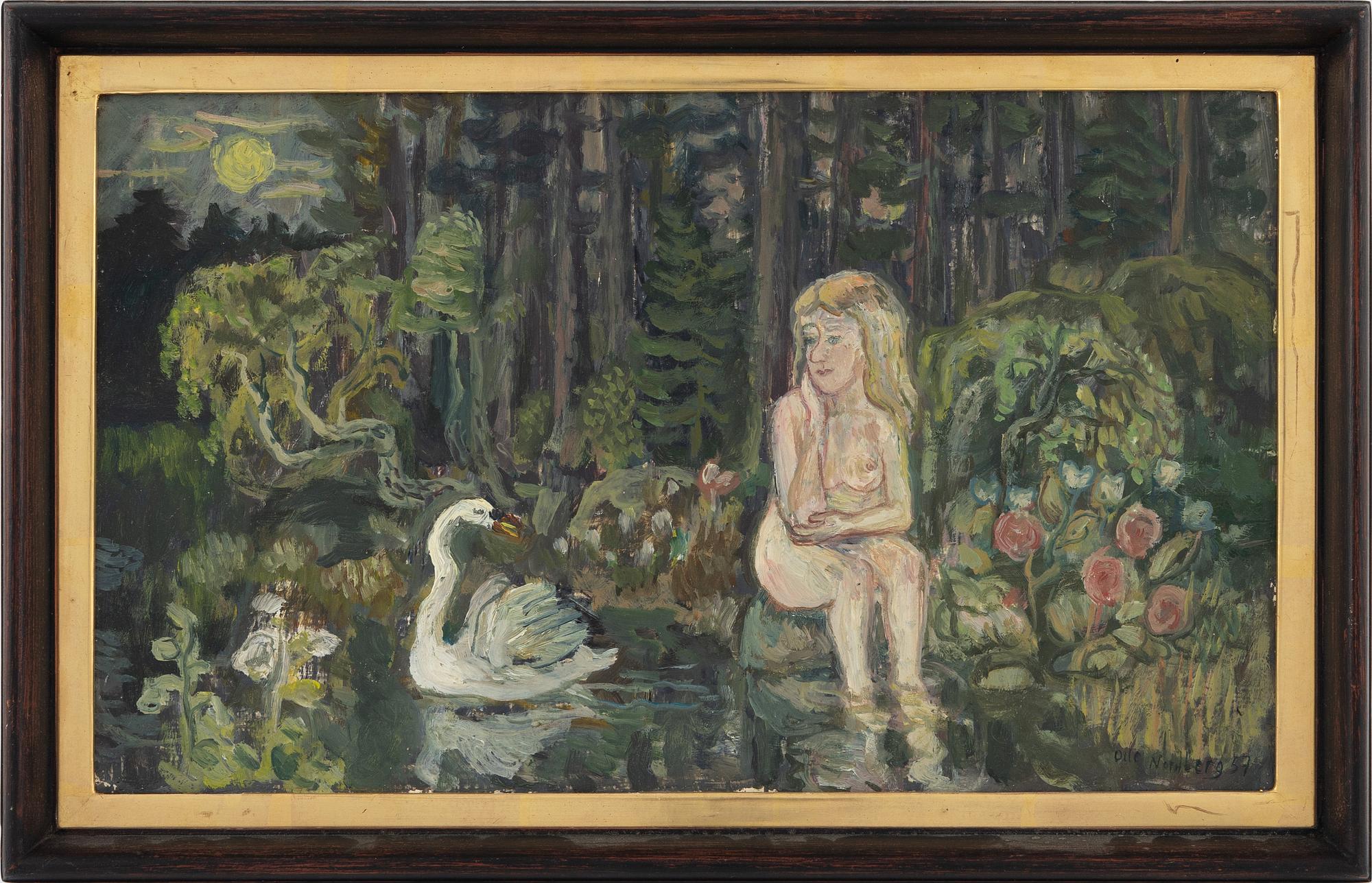 Olle Nordberg, olja på pannå, signerad.