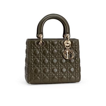 409. CHRISTIAN DIOR, a green leather "Lady Dior" bag.