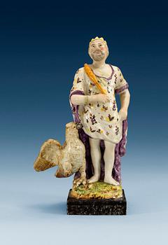 430. A creamware figure of Jupiter, presumably England, 18th Century.