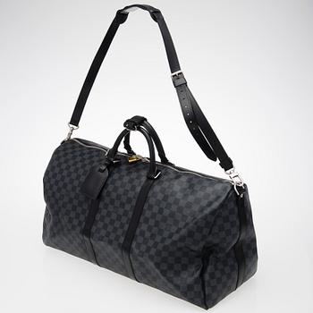 LOUIS VUITTON, "Damier Keepall Bandouliere 55", VÄSKA.