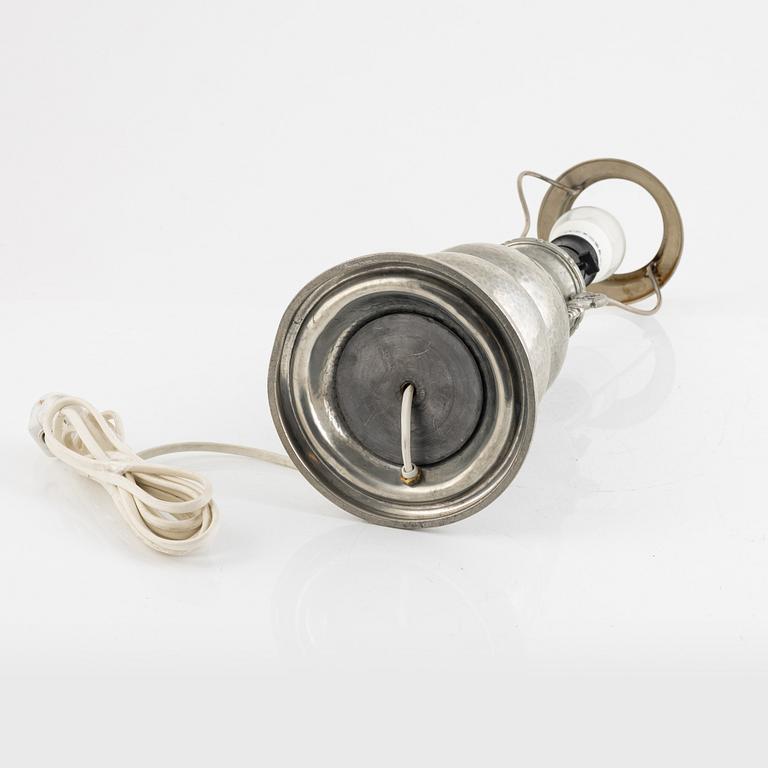 A pewter table lamp, Holland/Denmark, 1920's.