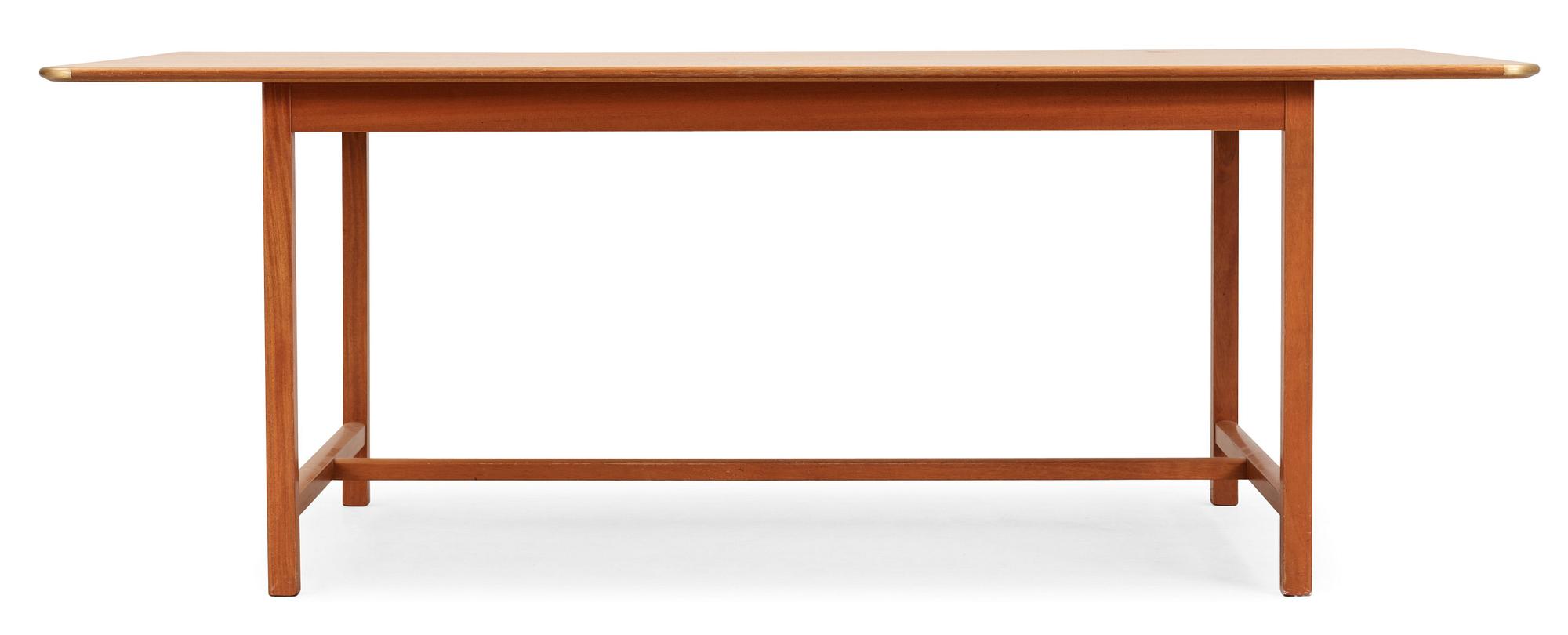 A Josef Frank ash and mahogany table with brass fittings, Svenskt Tenn, model 590.