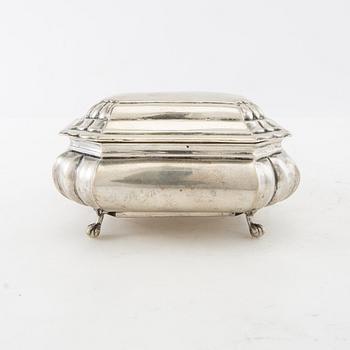 Sugar box Baroque style silver 19th century Central Europe.