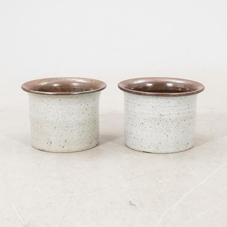 Signe Persson-Melin, a set of two glazed stoneware urns from Rörstrand later part of the 20th century.
