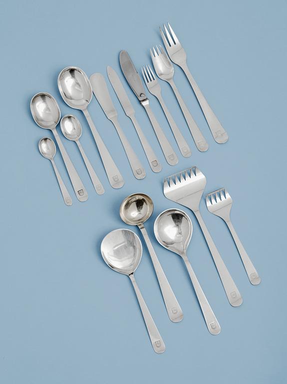 A set of 102 pcs of Wiwen Nilsson sterling flatware, Lund, different years.