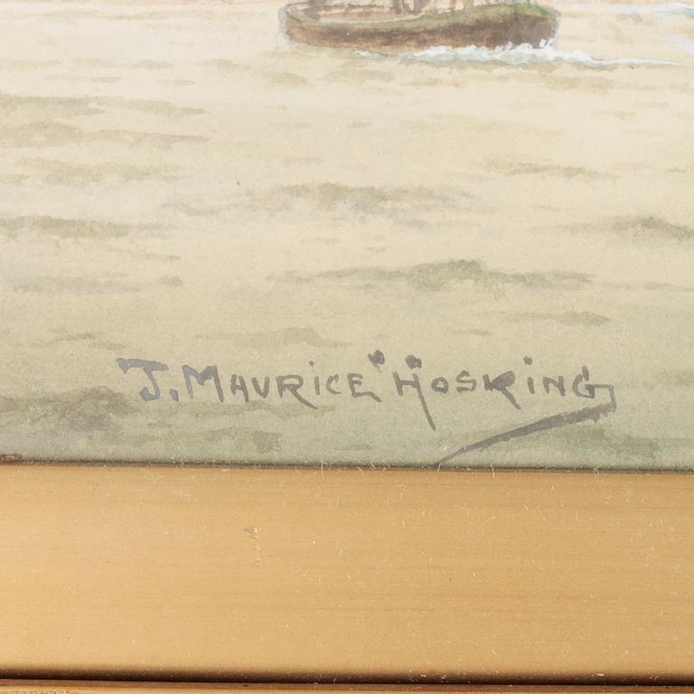 J MAURICE HOSKING, akvarell, signerad.
