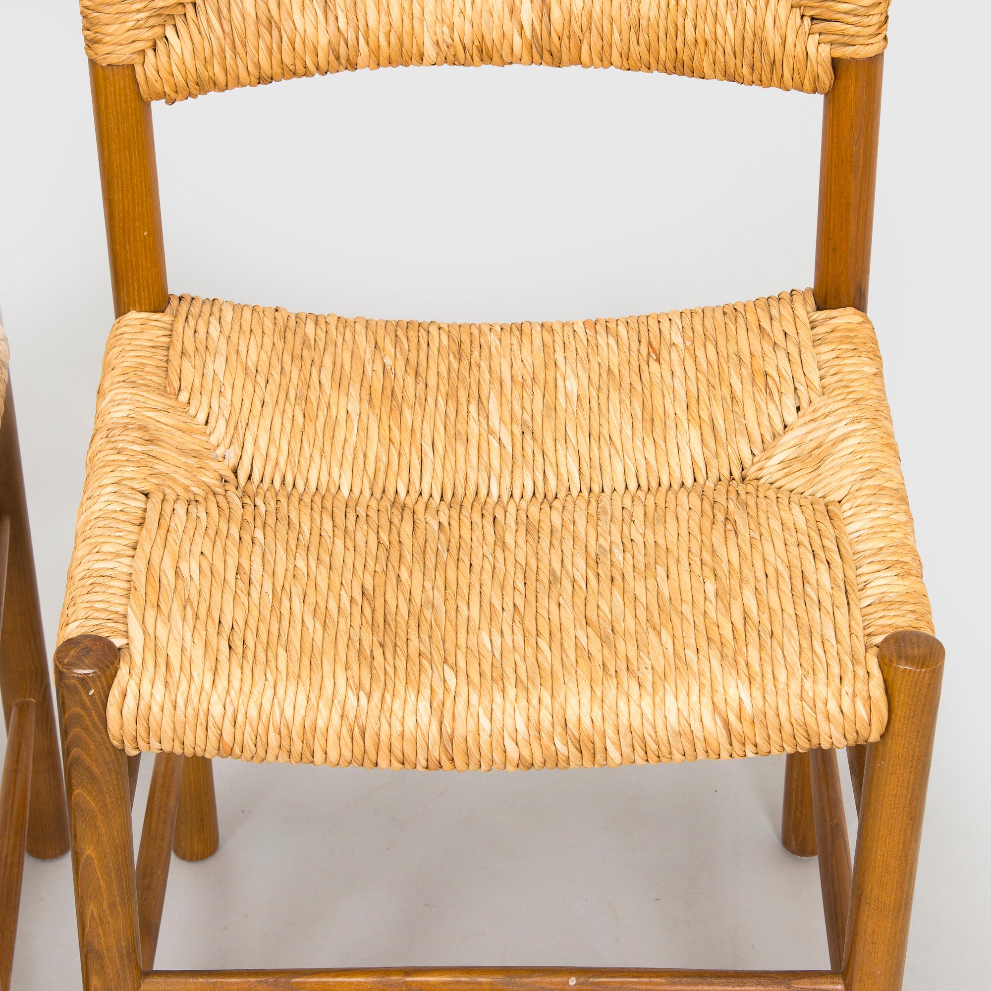 Charlotte Perriand, four mid-20th century "Dordogne" chairs for Sentou, France.