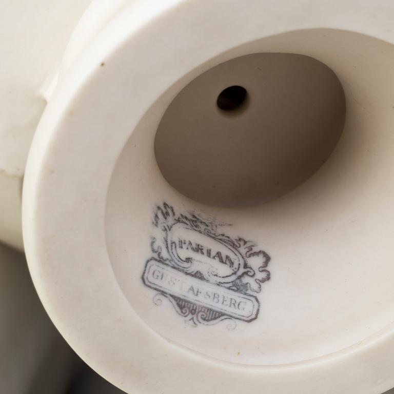 FOUR PARIAN BUSTS AND A FIGURE, Gustafsberg ca 1900.