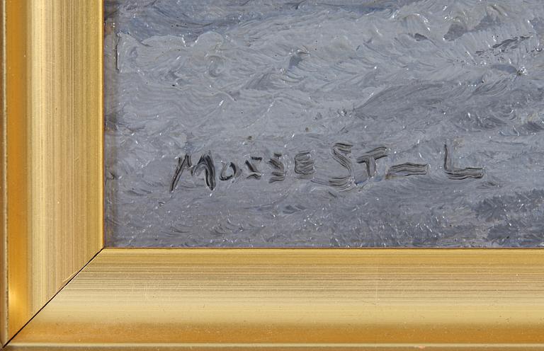MOSSE STOOPENDAAL, olja på pannå, sign.