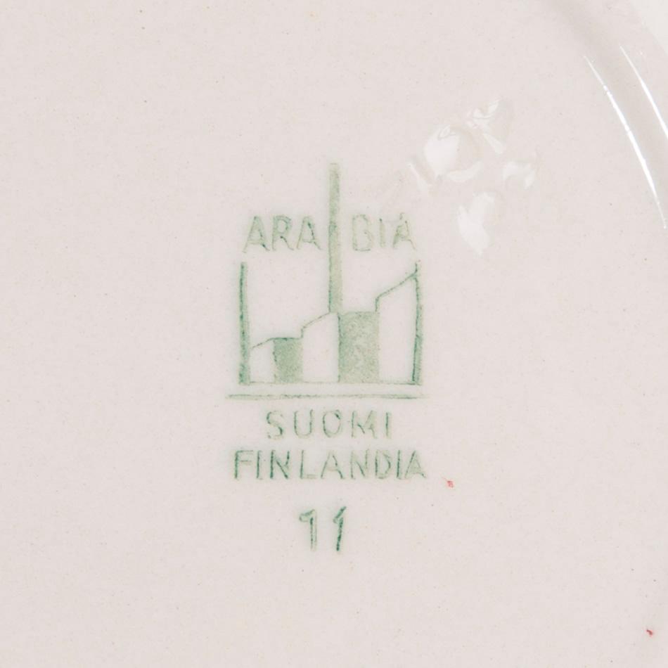 MATSERVIS, 65 delar, ferrafajans, "Maisema" (Landskap) Reinhard Richter, Arabia 1932-1949.