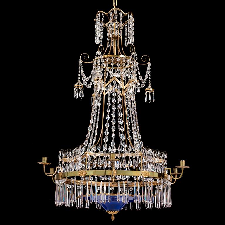 A late Gustavian seven-light chandelier, circa 1800.