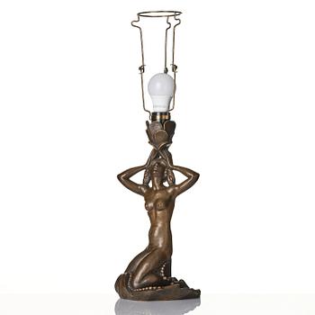 Hjördis Nordin-Tengbom, a patinated bronze table lamp, Herman Bergman konstgjuteri, Stockholm, 1922.