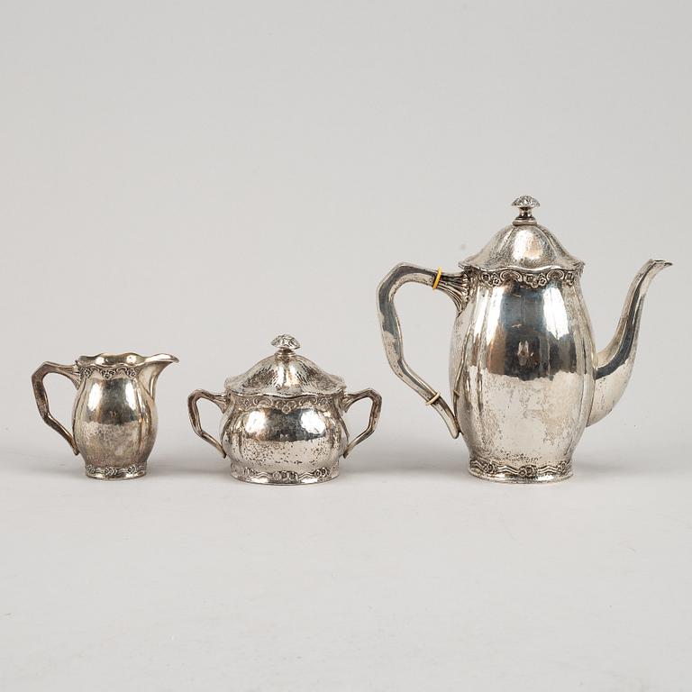 Kaffeservis, 3 delar, silver, Eric Kalb Eftr, Halmstad 1938.