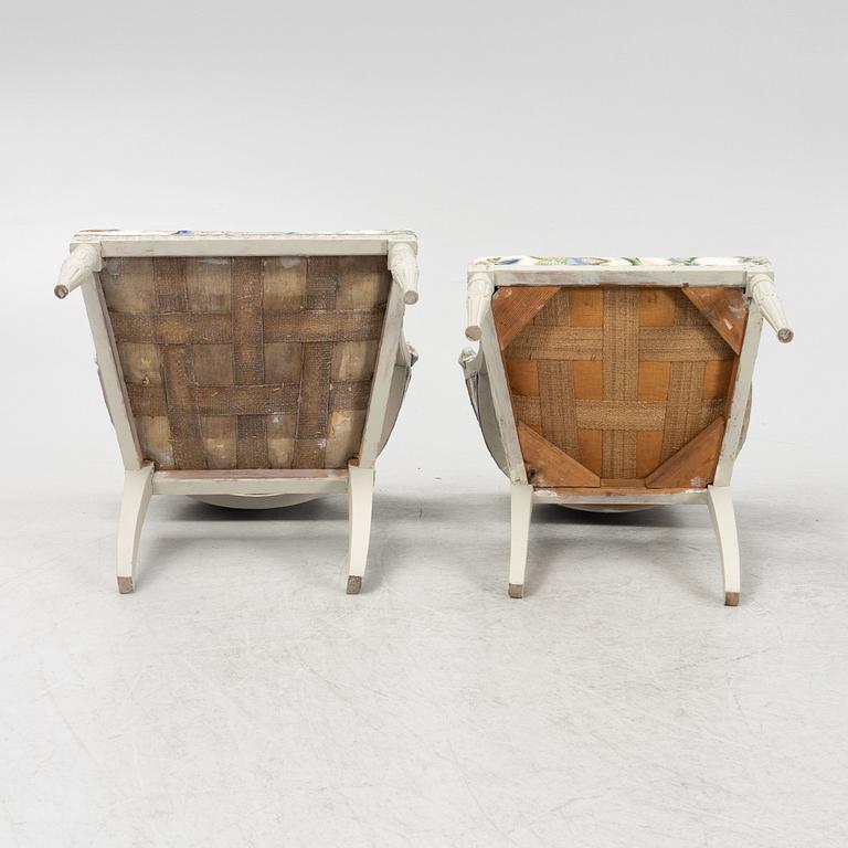 A matched pair of armchairs, late Gustavian, circa 1800.