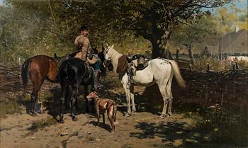 JOSEF VON BRANDT, oil on canvas, signed and dated 1883.