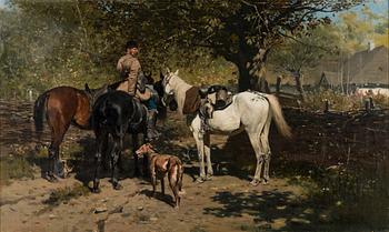 JOSEF VON BRANDT, oil on canvas, signed and dated 1883.