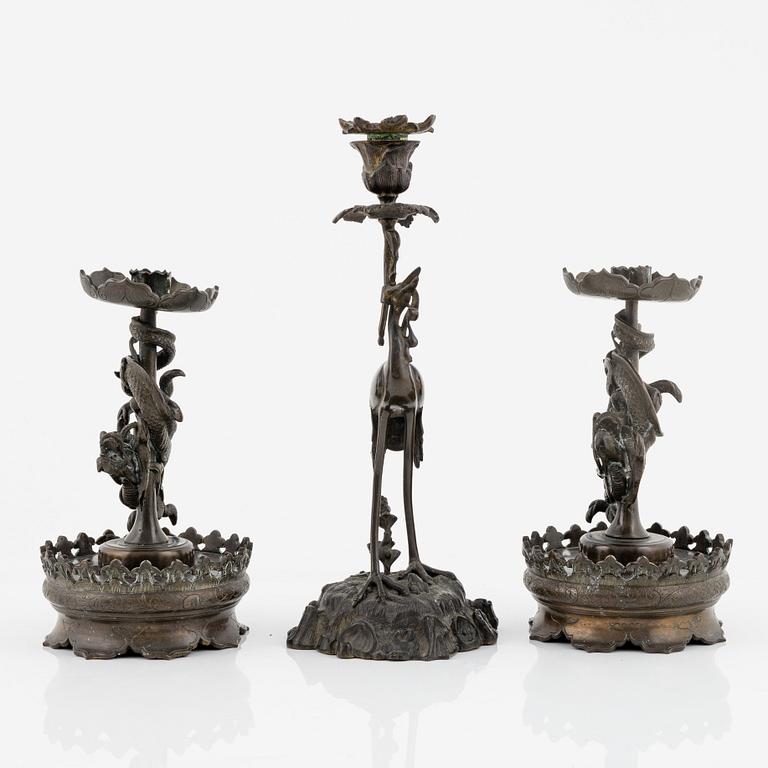 Three candle sticks, Japan, around 1900.