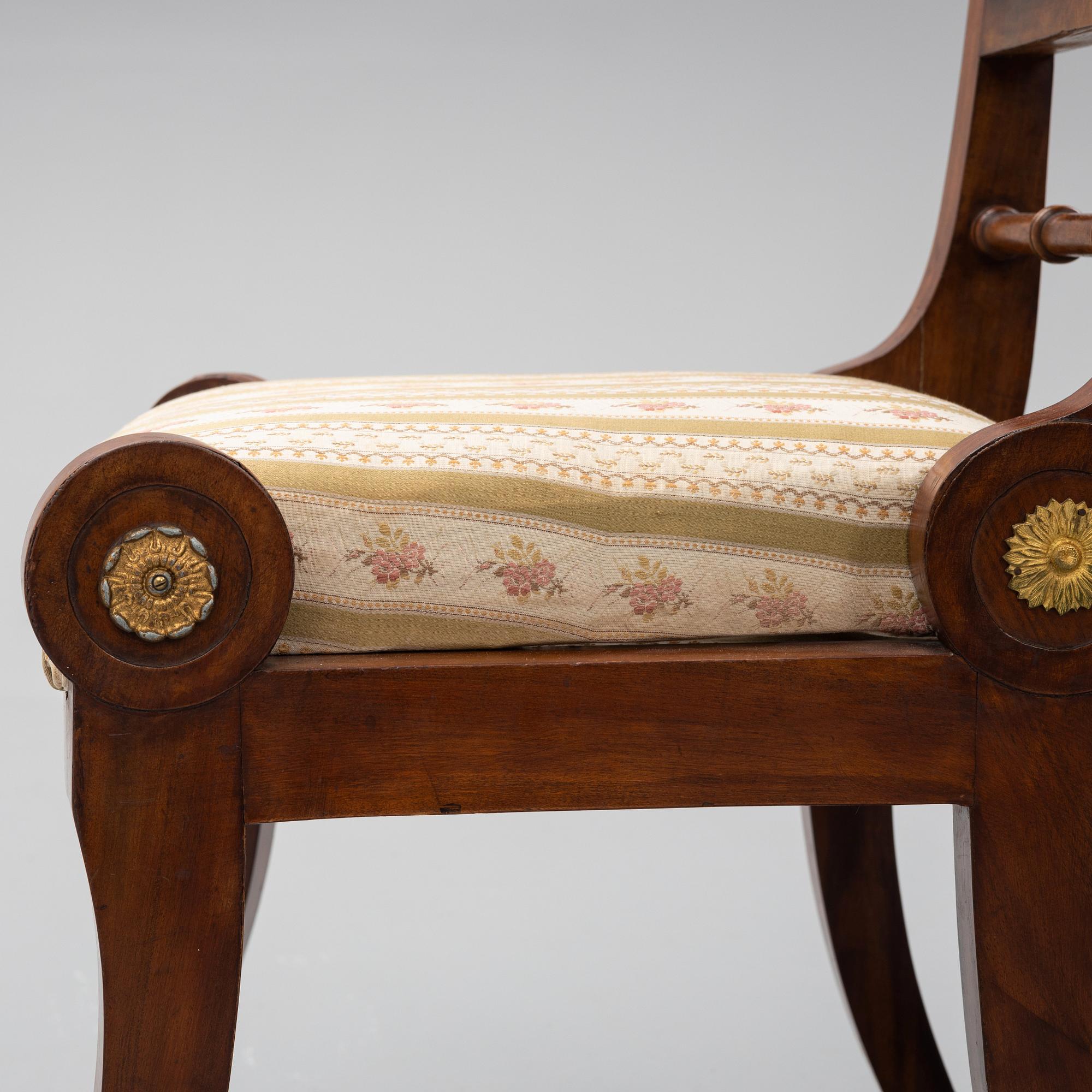 A set of four Swedish Empire chairs, attributed C F Sundvall.