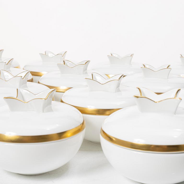 Karin Björquist, Bowls with lids, 14 pcs, porcelain, "Nobel" Rörstrand.