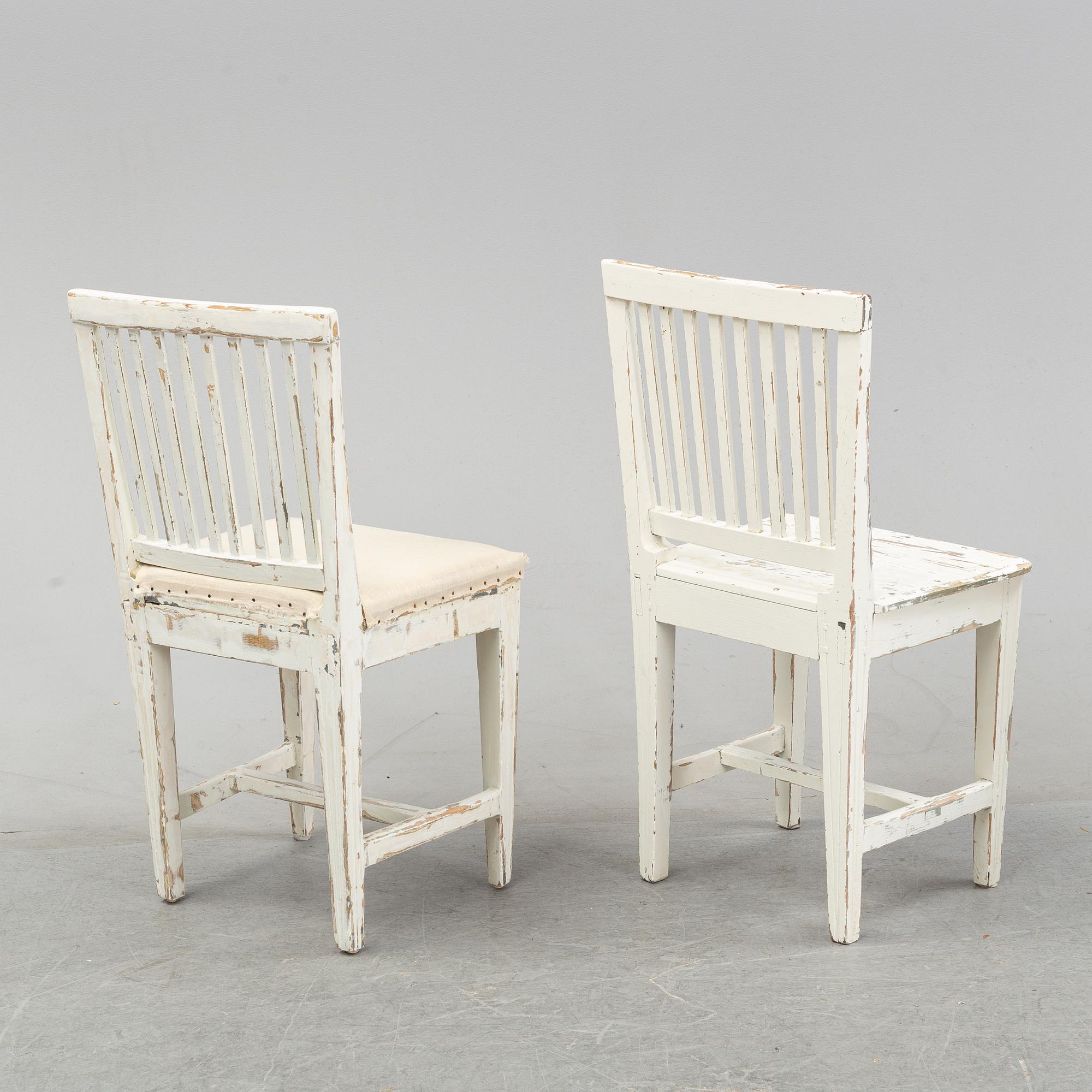 A set of eight painted chairs from the 19th Century.