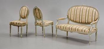 SALONGSGRUPP, 4 delar, gustaviansk stil, 1920-tal.