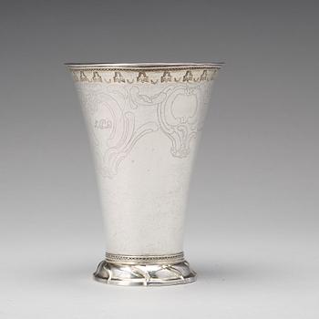 A Swedish 18th century parcel-gilt silver beaker, marks of Daniel Lundström, Stockholm 1767.