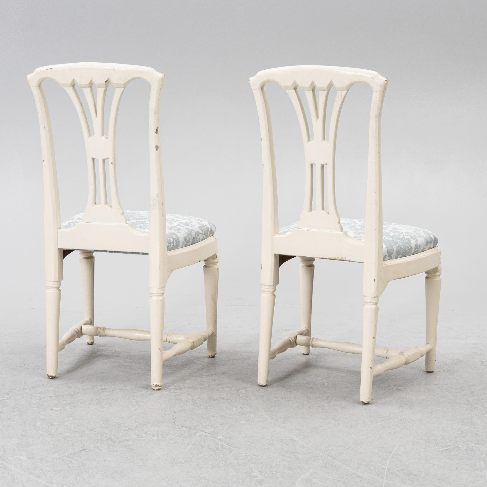 A pair of Gustavian chairs, end of the 178th century,