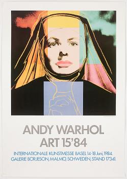 Andy Warhol · ANDY WARHOL, efter, färgoffset, "The NUN" från Ingrid Bergman portfolio. Kunstmesse 1984.