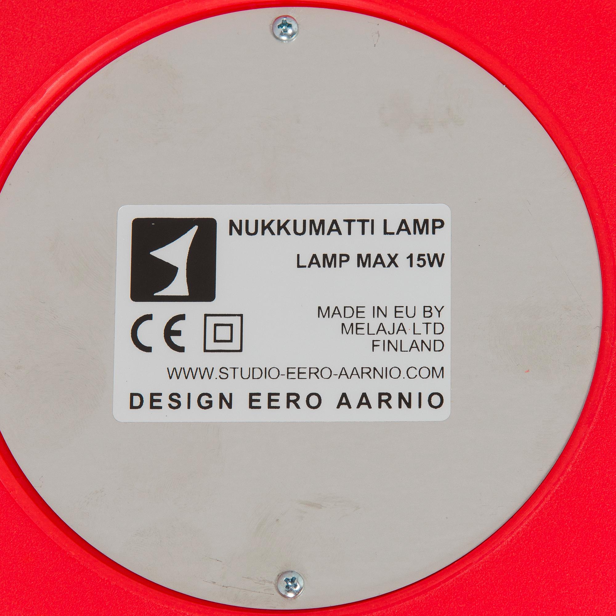 Eero Aarnio, pöytävalaisin, "Nukkumatti, Melaja Oy 2010.