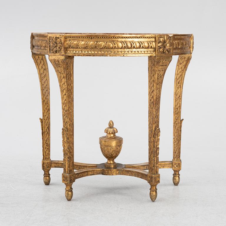 A Gustavian giltwood console, Stockholm, late 18th century.